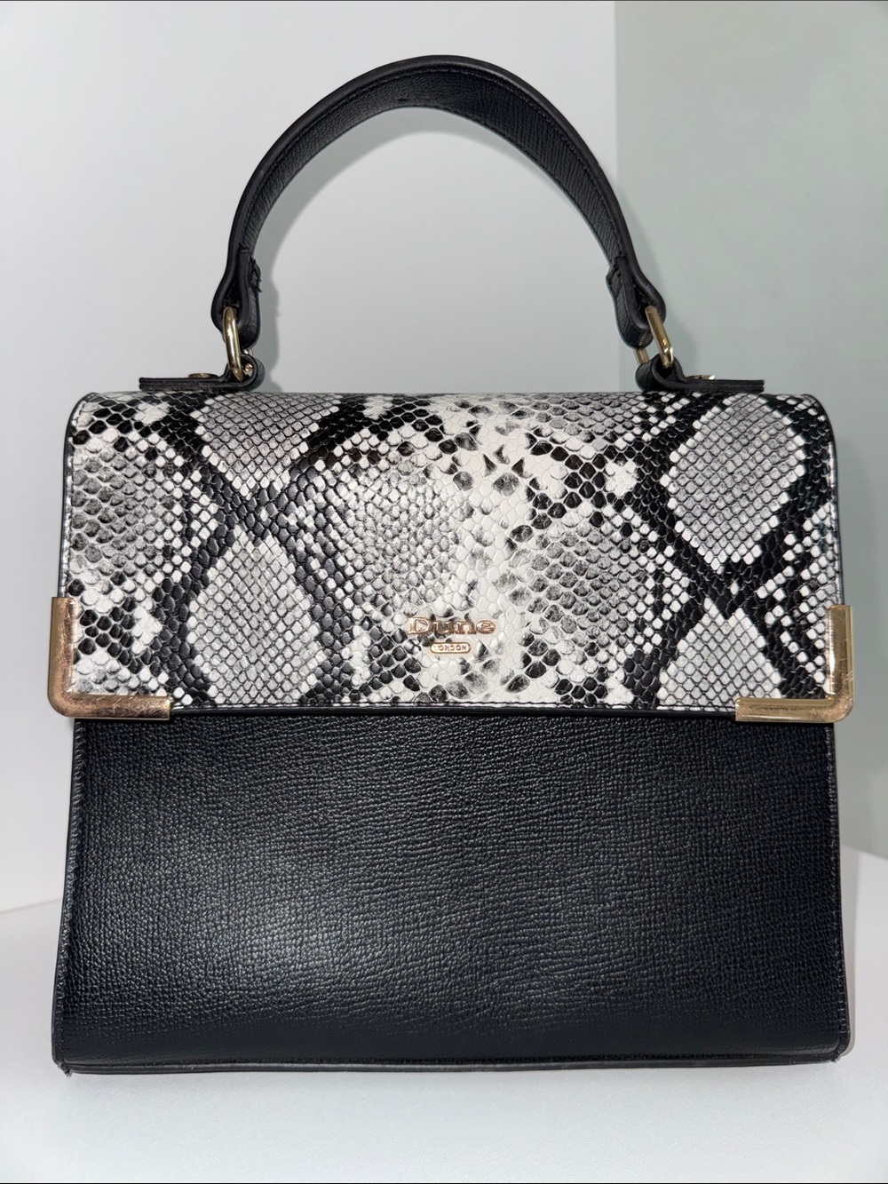 Dune London Snakeskin Embossed Top Handle Satchel - Picture 3 of 14